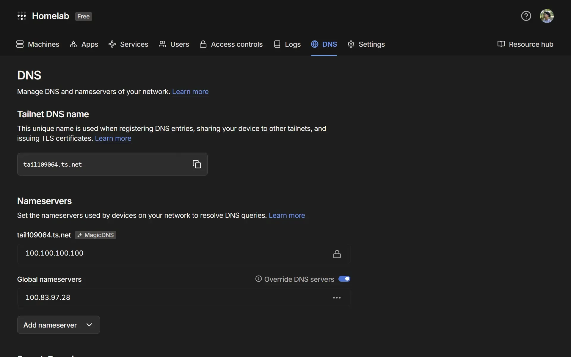 Tailscale Nameservers